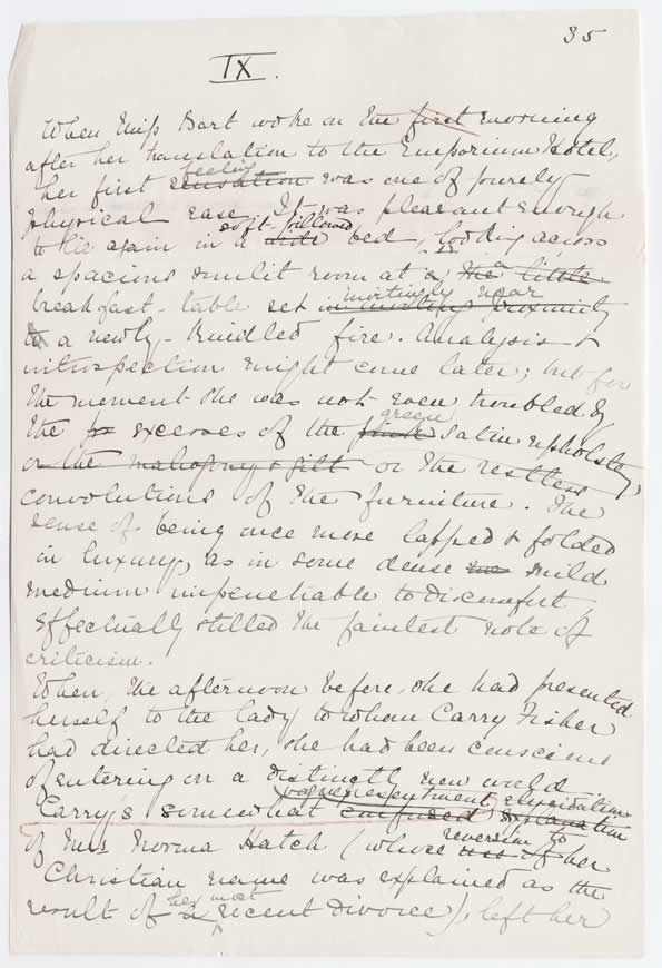 page from original manuscript of Edith Wharton's The House of Mirth