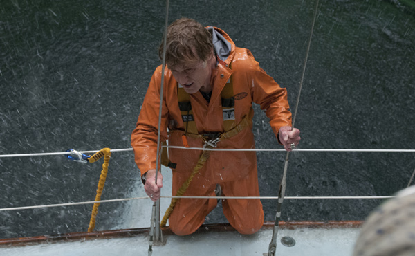 Robert Redford during a storm in the film "All is Lost"