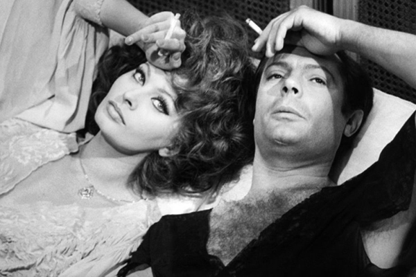 Sophia Loren and Marcello Mastroianni in bed