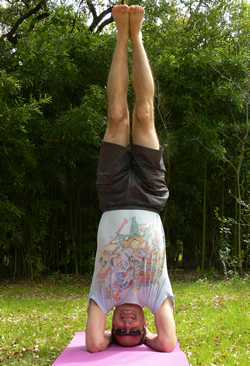Neal Pollack doing a headstand