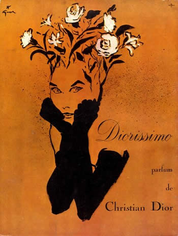 Diorissimo advertisement by Gruau from 1957