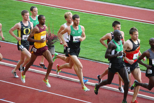 Ian Dobson running in the final of the 5000 meters at the 2012 Olympic Trials