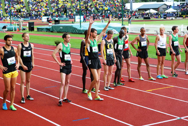 Ian Dobson being announced before the finals of the 5000 meters at the 2012 Olympic Trials