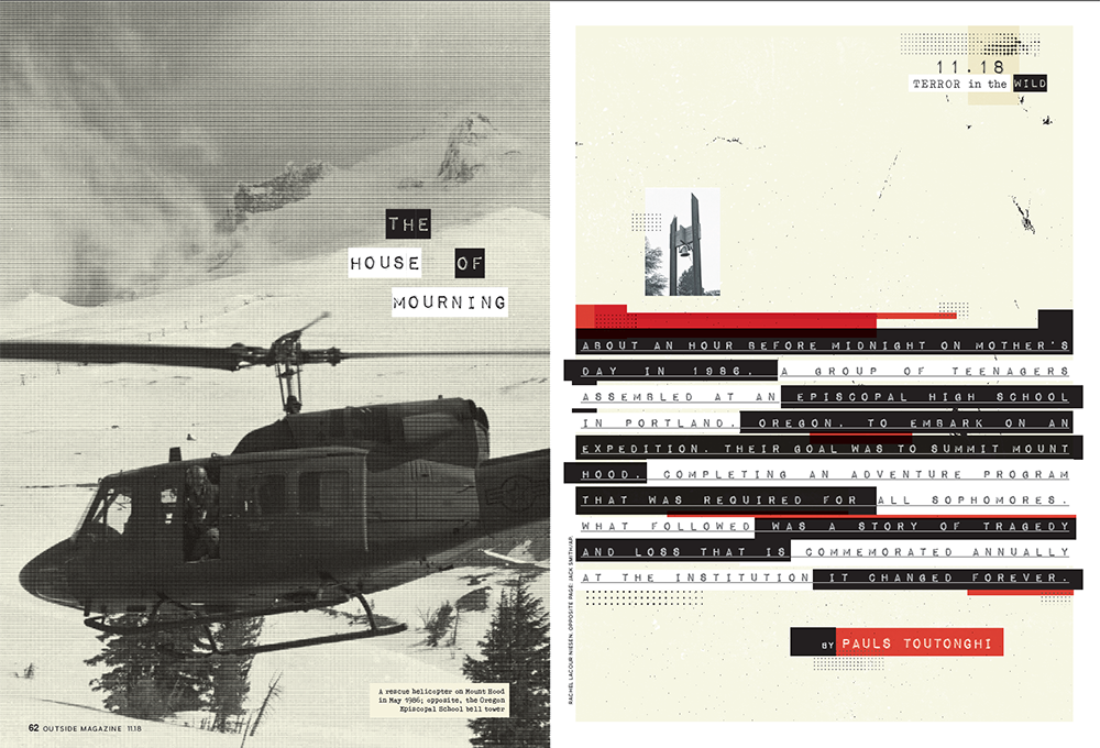 image of opening spread from Toutonghi article in Outside magazine